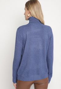 Born2be - Niebieski Casualowy Golf z Wełną o Prostym Kroju Reiselia. Okazja: na co dzień. Typ kołnierza: golf. Kolor: niebieski. Materiał: wełna. Styl: casual #3