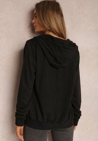 Renee - Czarna Bluza Rhodothee. Kolor: czarny. Materiał: dzianina, jeans. Długość rękawa: na ramiączkach. Długość: długie. Wzór: jednolity. Sezon: zima, jesień. Styl: sportowy
