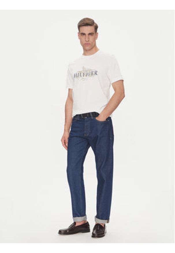 TOMMY HILFIGER - Tommy Hilfiger T-Shirt Tropical Floral MW0MW39353 Biały Regular Fit. Kolor: biały. Materiał: bawełna