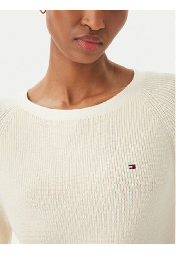 TOMMY HILFIGER - Tommy Hilfiger Sweter WW0WW44975 Écru Regular Fit. Kolor: kremowy. Materiał: bawełna