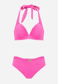 Born2be - Fuksjowe Bikini z Wiązanym Biustonoszem i Figami Kąpielowymi z Wysokim Stanem Kalisea. Stan: podwyższony. Kolekcja: plus size. Kolor: różowy #4