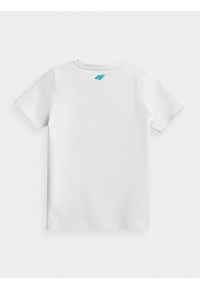 4f - T-shirt z nadrukiem chłopięcy. Kolor: biały. Materiał: materiał, bawełna, dzianina. Wzór: nadruk #2