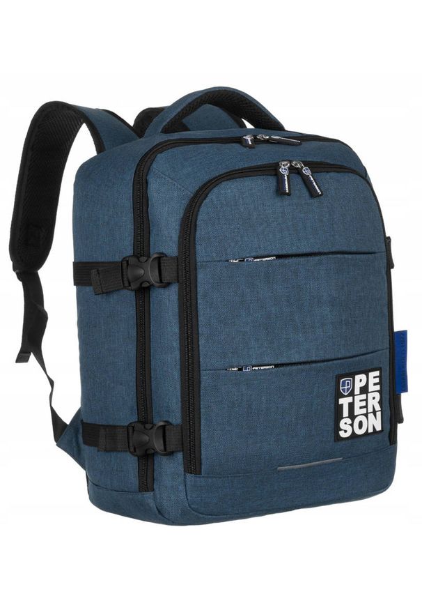 Plecak skórzany Peterson PTN PLG-01-T granatowy. Kolor: niebieski. Materiał: skóra. Styl: sportowy, casual