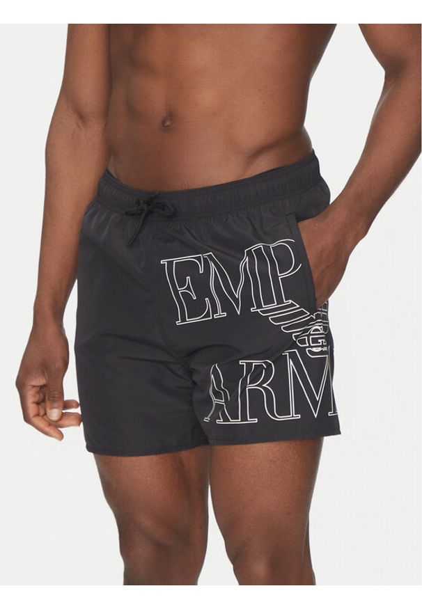 Emporio Armani Underwear Szorty kąpielowe EM000583 AF12326 UC001 Czarny Regular Fit. Kolor: czarny. Materiał: syntetyk