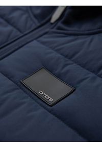 Ombre Clothing - Lekka kurtka męska z łączonych materiałów z kapturem i ozdobnym pikowaniem – granatowa V4 - Rozmiar: XXL. Okazja: na co dzień. Typ kołnierza: kaptur. Kolor: niebieski. Materiał: materiał. Wzór: aplikacja. Styl: casual #8