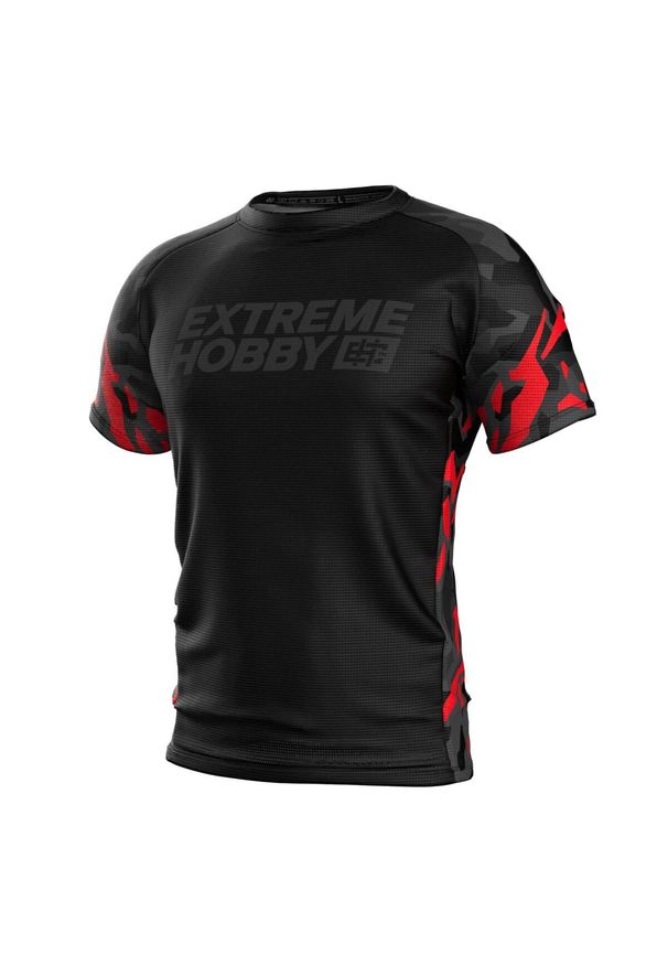 Koszulka Techniczna Sportowa Męska EXTREME HOBBY BLACK PANTHER. Kolor: czerwony, wielokolorowy, czarny. Materiał: elastan, poliester. Długość rękawa: krótki rękaw. Długość: krótkie. Sport: fitness, kolarstwo