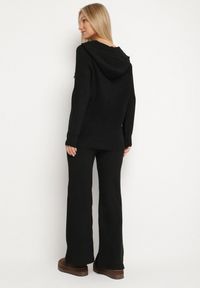 Born2be - Czarny Komplet Dzianinowy z Wełną Bluza z Kapturem i Szerokie Spodnie Otisela. Kolor: czarny. Materiał: dzianina, wełna #7
