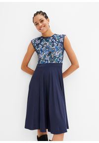 bonprix - Sukienka midi z koronką. Kolor: niebieski. Materiał: koronka. Wzór: koronka. Długość: midi #3