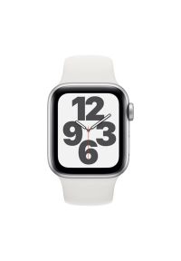APPLE Watch SE 44mm (Srebrny z opaską sportową w kolorze białym). Rodzaj zegarka: smartwatch. Kolor: srebrny, wielokolorowy, biały. Styl: sportowy #2