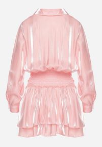 Born2be - Różowa Sukienka z Wiskozy o Koszulowym Kroju z Falbankami Liova. Typ kołnierza: kołnierz z falbankami. Kolor: różowy. Materiał: wiskoza. Typ sukienki: koszulowe #2