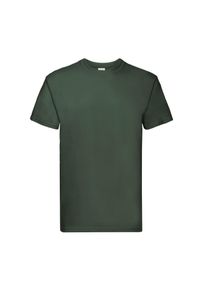 FRUIT OF THE LOOM - Męska Koszulka Super Premium. Kolor: zielony