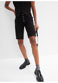 bonprix - Bermudy z elastycznej mieszanki bawełny. Kolor: czarny. Materiał: bawełna #1