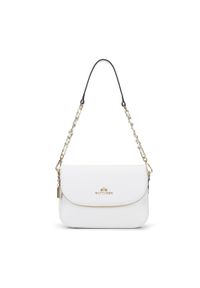Wittchen - Damska listonoszka skórzana z kieszenią w klapie mała. Kolor: biały. Wzór: paski, aplikacja. Materiał: skórzane. Styl: klasyczny, casual, elegancki #6
