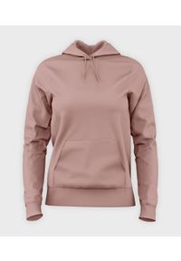 MegaKoszulki - Damska bluza z kapturem (bez nadruku, gładka) - różowa. Typ kołnierza: kaptur. Kolor: różowy. Wzór: gładki
