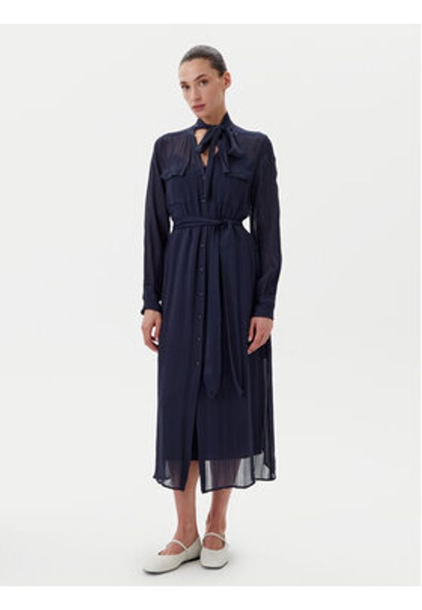 TwinSet - TWINSET Sukienka koszulowa 251TP2260 Granatowy Loose Fit. Kolor: niebieski. Materiał: wiskoza. Typ sukienki: koszulowe