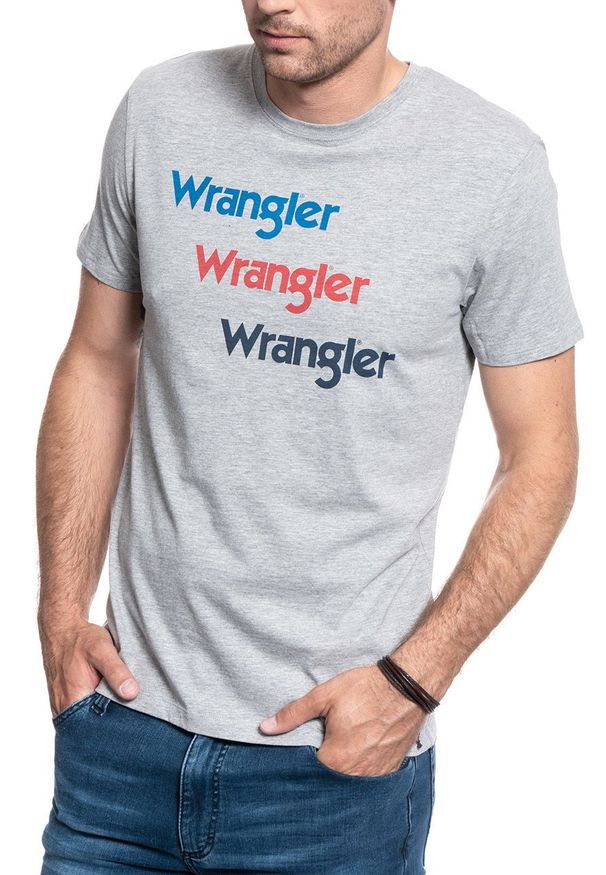Wrangler - WRANGLER SS REPEAT TEE MID GREY MEL W7D7D3X37 112131768