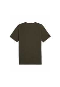 Puma - Męska koszulka Essentials z dwukolorowym logo No. 1 PUMA Dark Olive Green. Kolor: zielony. Materiał: guma. Wzór: nadruk. Sport: fitness