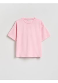 Reserved - T-shirt z modalem - pastelowy róż. Kolor: różowy. Materiał: dzianina #1