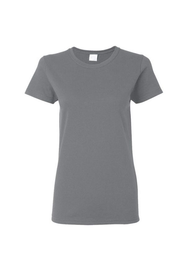 GILDAN - Damska Koszulka T-shirt Krótki Rękaw Top. Kolor: szary. Długość rękawa: krótki rękaw. Długość: krótkie. Sport: turystyka piesza