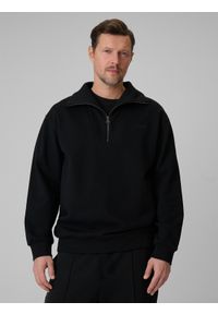 4f - 4F Bluza dresowa regular bez kaptura męska - czarna M. Okazja: na co dzień, do pracy, na spacer, na uczelnię. Typ kołnierza: bez kaptura. Kolor: czarny. Materiał: dresówka. Styl: klasyczny, casual #1