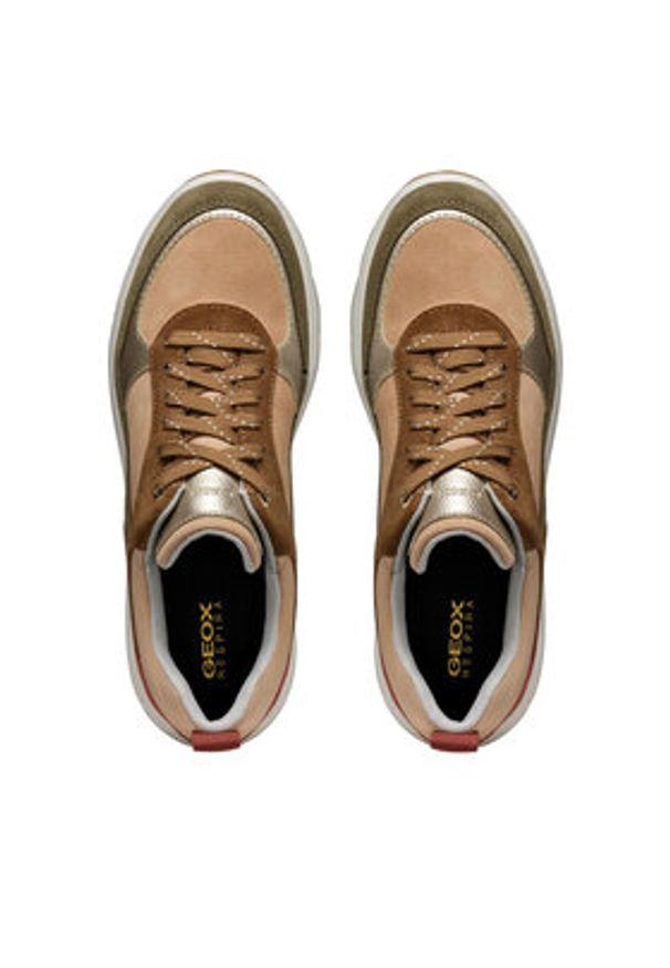 Geox Sneakersy D Spherica 4X4 B Abx D3626D 00022 CB3A8 Brązowy. Kolor: brązowy. Materiał: zamsz, skóra