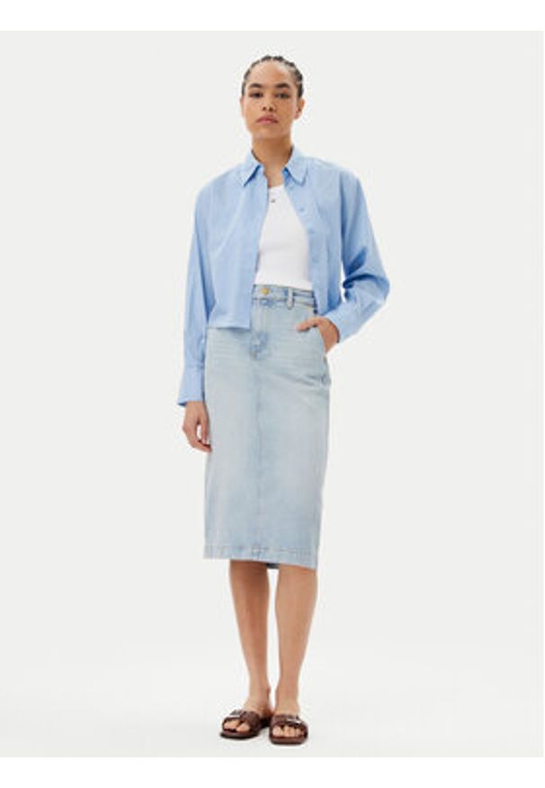 Marc O'Polo Spódnica jeansowa 503 9186 24009 Niebieski Regular Fit. Kolor: niebieski. Materiał: lyocell, bawełna