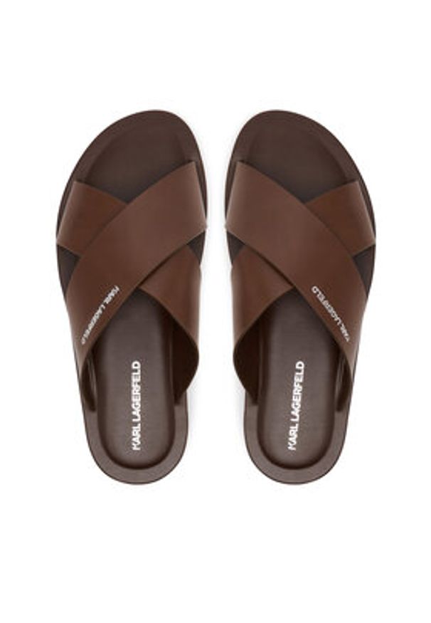 Karl Lagerfeld - KARL LAGERFELD Klapki Kastor III KL70214 Brązowy. Kolor: brązowy. Materiał: skóra