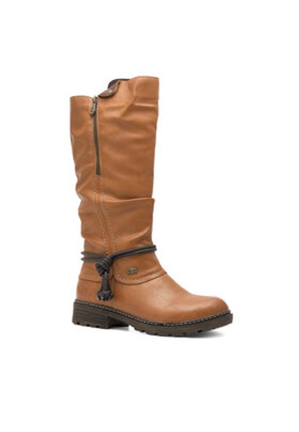 Rieker Kozaki Z4758-24 Brązowy. Kolor: brązowy. Materiał: materiał