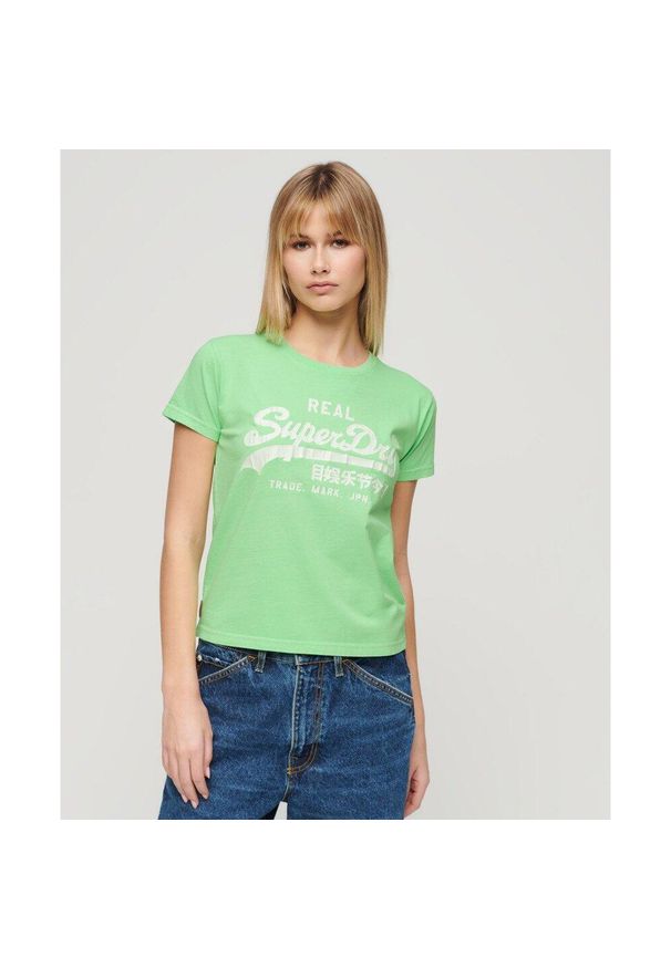 Superdry - Dopasowana koszulka graficzna Neon Vl Ub. Kolor: zielony