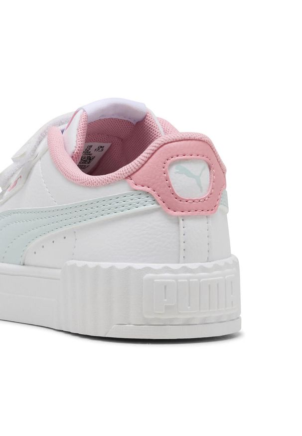 Puma - Dziecięce sneakersy Carina 3.0 PUMA White Sea Glass Blue. Okazja: na plażę, na uczelnię. Kolor: niebieski, wielokolorowy, biały. Sezon: lato. Sport: tenis, joga i pilates