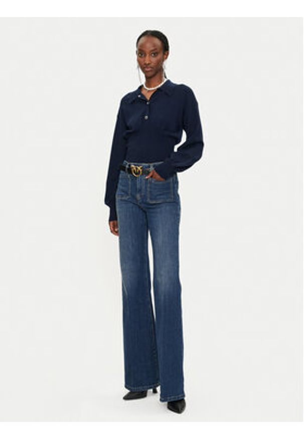 Pinko Sweter Costina 104016 A15S Granatowy Regular Fit. Kolor: niebieski. Materiał: syntetyk