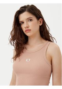 Calvin Klein Jeans Top J20J224762 Beżowy Slim Fit. Kolor: beżowy. Materiał: bawełna #3