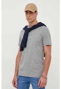 Guess t-shirt bawełniany kolor szary z aplikacją. Kolor: szary. Materiał: bawełna. Wzór: aplikacja. Styl: klasyczny #2