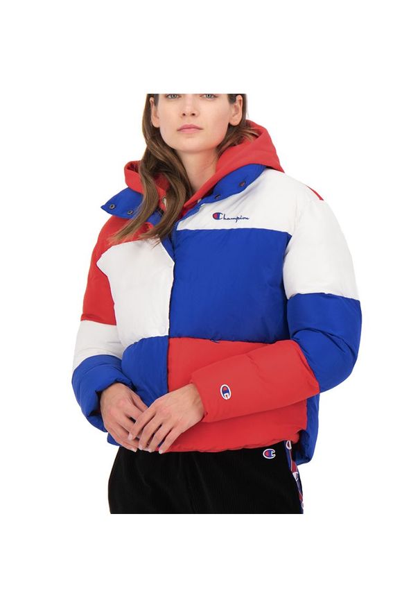 Champion - CHAMPION COLOUR BLOCK CROPPED PUFFED JACKET > 112347-BS008. Materiał: materiał, poliester. Wzór: kolorowy