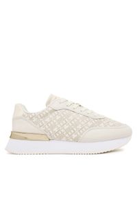 TOMMY HILFIGER - Tommy Hilfiger Sneakersy Chic Monogram Runner FW0FW09051 Écru. Materiał: skóra