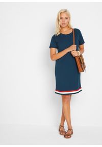 bonprix - Sukienka z dżerseju z miękkiej mieszanki wiskozy. Kolor: niebieski. Materiał: jersey, wiskoza. Długość rękawa: krótki rękaw #3
