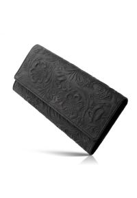 Portfel skórzany czarny PAOLO PERUZZI IN-35-BL. Kolor: czarny. Materiał: skóra. Wzór: kwiaty #1