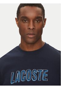 Lacoste T-Shirt TH8916 Granatowy Regular Fit. Kolor: niebieski. Materiał: syntetyk, bawełna #4