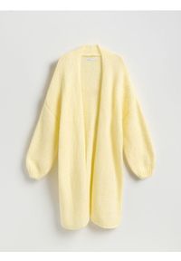 Reserved - Długi kardigan - jasnożółty. Kolor: żółty. Materiał: dzianina. Długość: długie