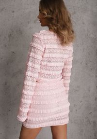 Renee - Różowy Komplet z Koronki Bluzka Longsleeve i Dopasowane Spódnico-Szorty Daera. Kolor: różowy. Materiał: koronka. Wzór: koronka #4