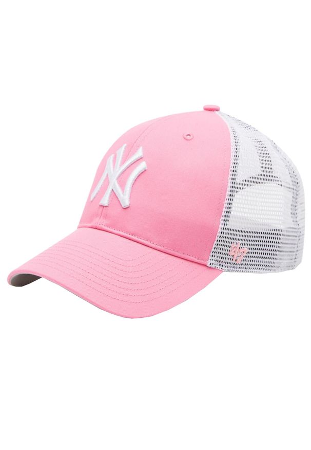 47 Brand - Czapka z daszkiem damska MLB New York Yankees Branson Cap. Kolor: różowy. Materiał: bawełna, poliester