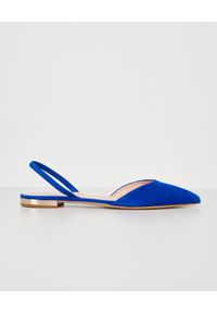 NINA LILOU - Niebieskie sandały z zamszowej skóry. Zapięcie: pasek. Kolor: niebieski. Materiał: zamsz, skóra. Sezon: lato, wiosna. Obcas: na płaskiej podeszwie #2