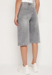 Born2be - Szare Bawełniane Szorty z Asymetrycznym Zapięciem Ralionea. Okazja: na co dzień. Kolor: szary. Materiał: bawełna. Styl: klasyczny, casual #7