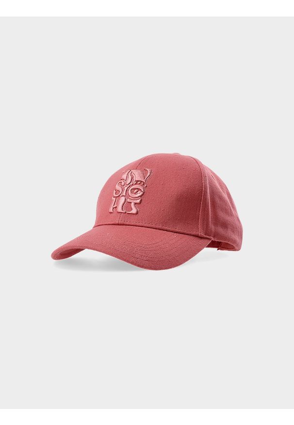 4f - 4F Czapka z daszkiem strapback damska S. Kolor: brązowy. Materiał: bawełna. Wzór: haft