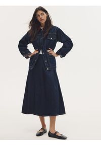 Reserved - Jeansowa spódnica - granatowy. Kolor: niebieski. Materiał: jeans #1