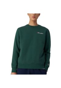 Bluza Champion Crewneck Sweatshirt 217863-GS568 - zielona. Okazja: na co dzień. Typ kołnierza: bez kaptura. Kolor: zielony. Materiał: materiał, bawełna, poliester. Wzór: aplikacja. Styl: casual, klasyczny #1