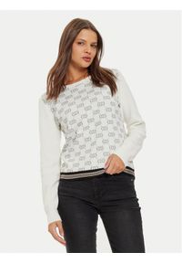 Liu Jo Sport Sweter TF4228 MS63L Biały Regular Fit. Kolor: biały. Materiał: wiskoza, syntetyk. Styl: sportowy #1