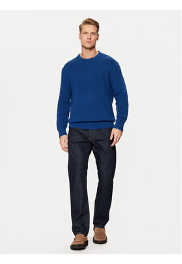 Selected Homme Sweter 16094552 Niebieski Relaxed Fit. Kolor: niebieski. Materiał: bawełna