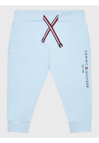 TOMMY HILFIGER - Tommy Hilfiger Spodnie dresowe Essential KN0KN01281 Błękitny Regular Fit. Kolor: niebieski. Materiał: bawełna