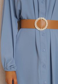 Renee - Niebieska Sukienka Palane. Kolor: niebieski. Materiał: materiał. Wzór: gładki, aplikacja. Styl: klasyczny. Długość: maxi